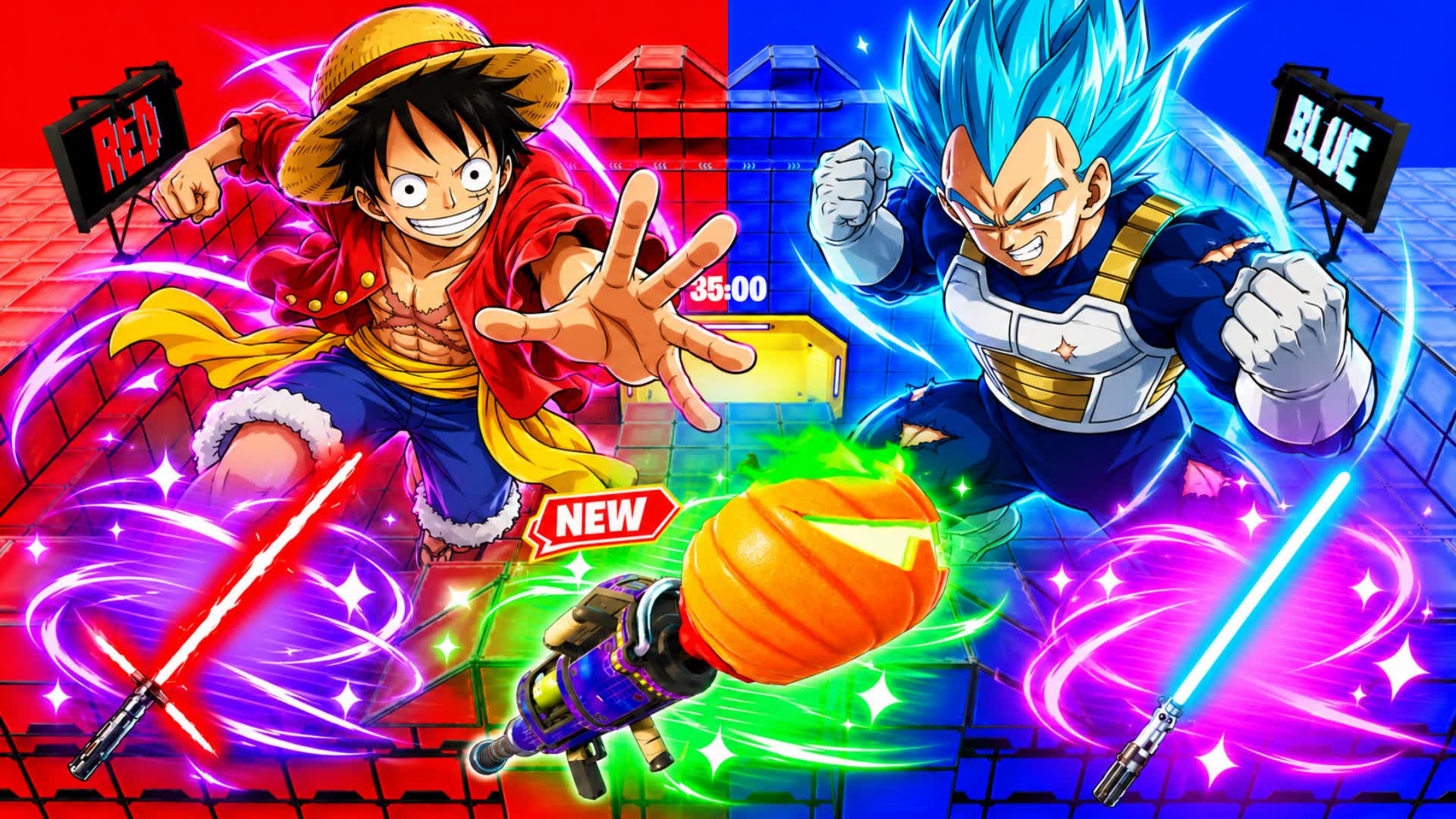 ONEPIECE VS VEGETA RED VS BLUE RVB 🔴🔵 — Fortnite Creative map