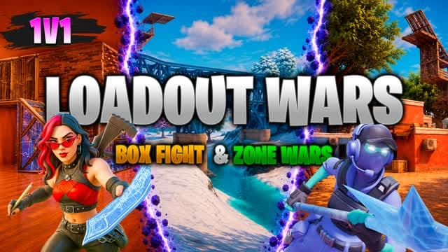 LOADOUT WARS 1V1 BOX FIGHT & ZONE WARS — Fortnite Creative map cover art