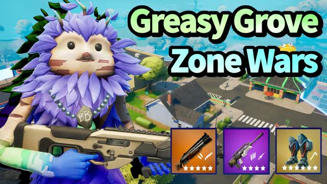 [ゾーンウォーズ] Greasy Grove Zone Wars — Fortnite Creative map cover art