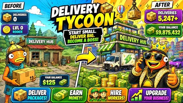 Delivery Tycoon — Fortnite Creative map cover art