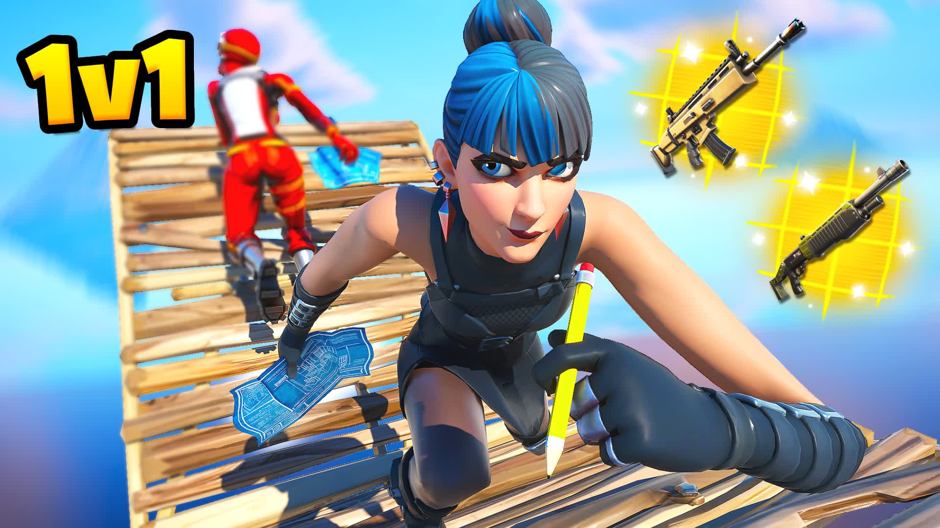 1v1 Build Fights PVP FFA (1v1v1 1v2 2v1) — Fortnite Creative map