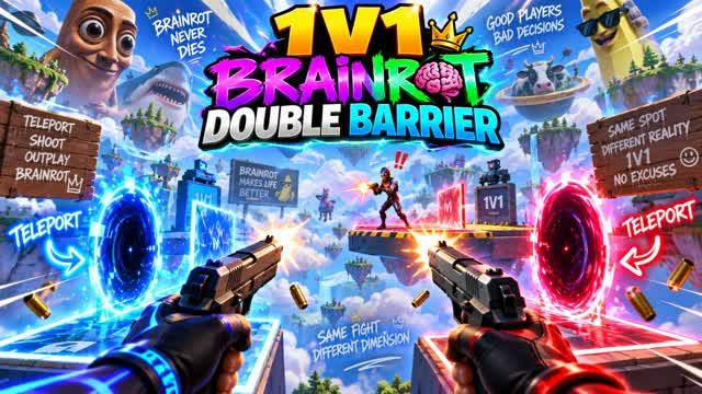 Double Barrier Brainrot First Person 1v1 — Fortnite Creative map cover art