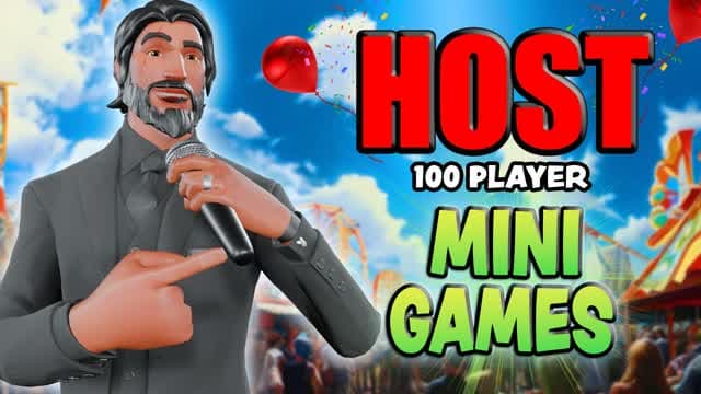 Host 100 Player Minigames — Fortnite Creative map cover art