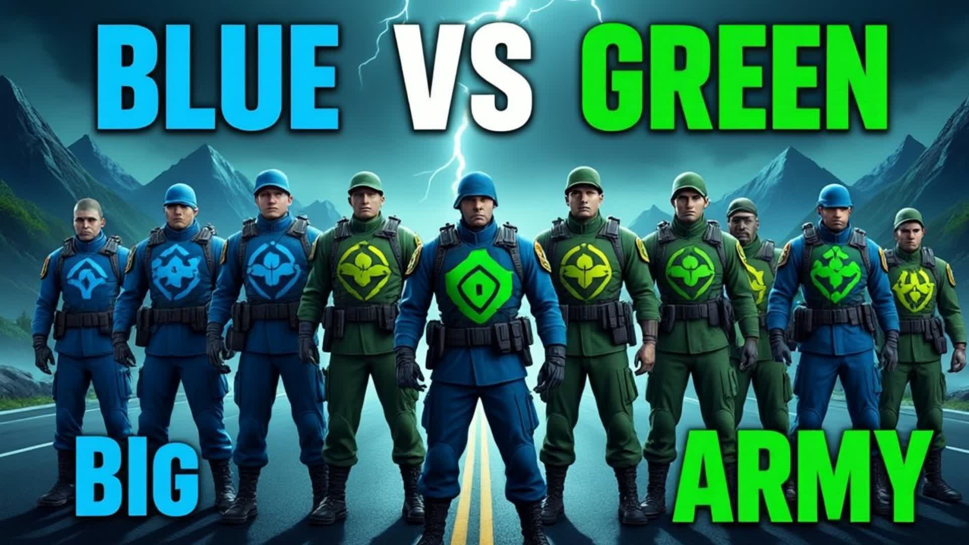 Blue Vs Green Vs Big Army — Fortnite Creative map