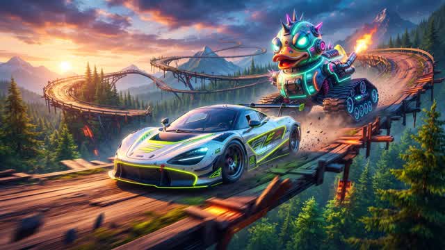 Turbo Duck Chase 🚗💨 — Fortnite Creative map cover art