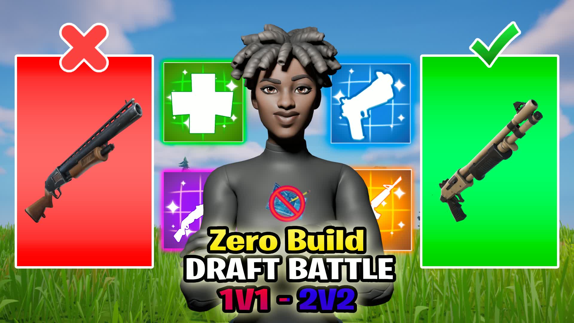 Draft Battle 1v1 - 2v2 (Zero Build) — Fortnite Creative map