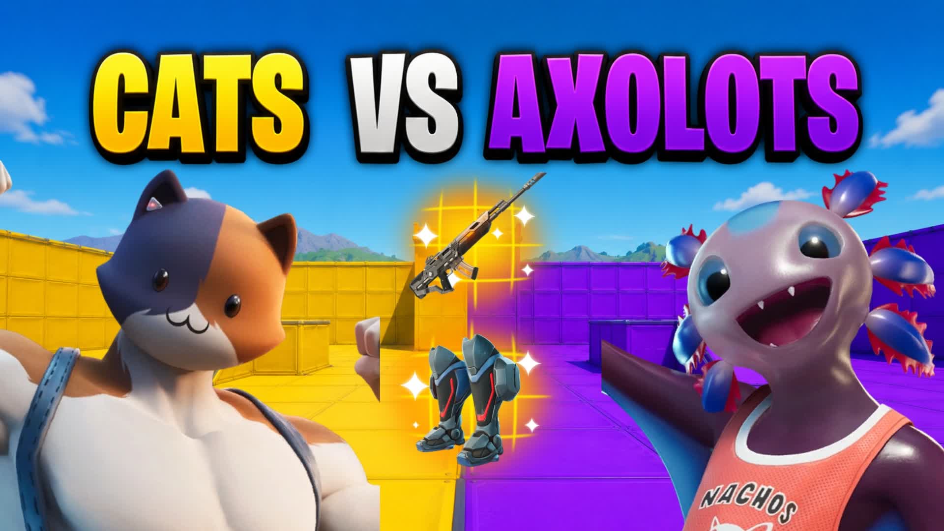🐱🦎 Cats vs Axolots (Red vs Blue) — Fortnite Creative map
