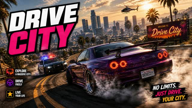DRIVE CITY 🚗 OPEN WORLD DRIFT — Fortnite Creative map cover art