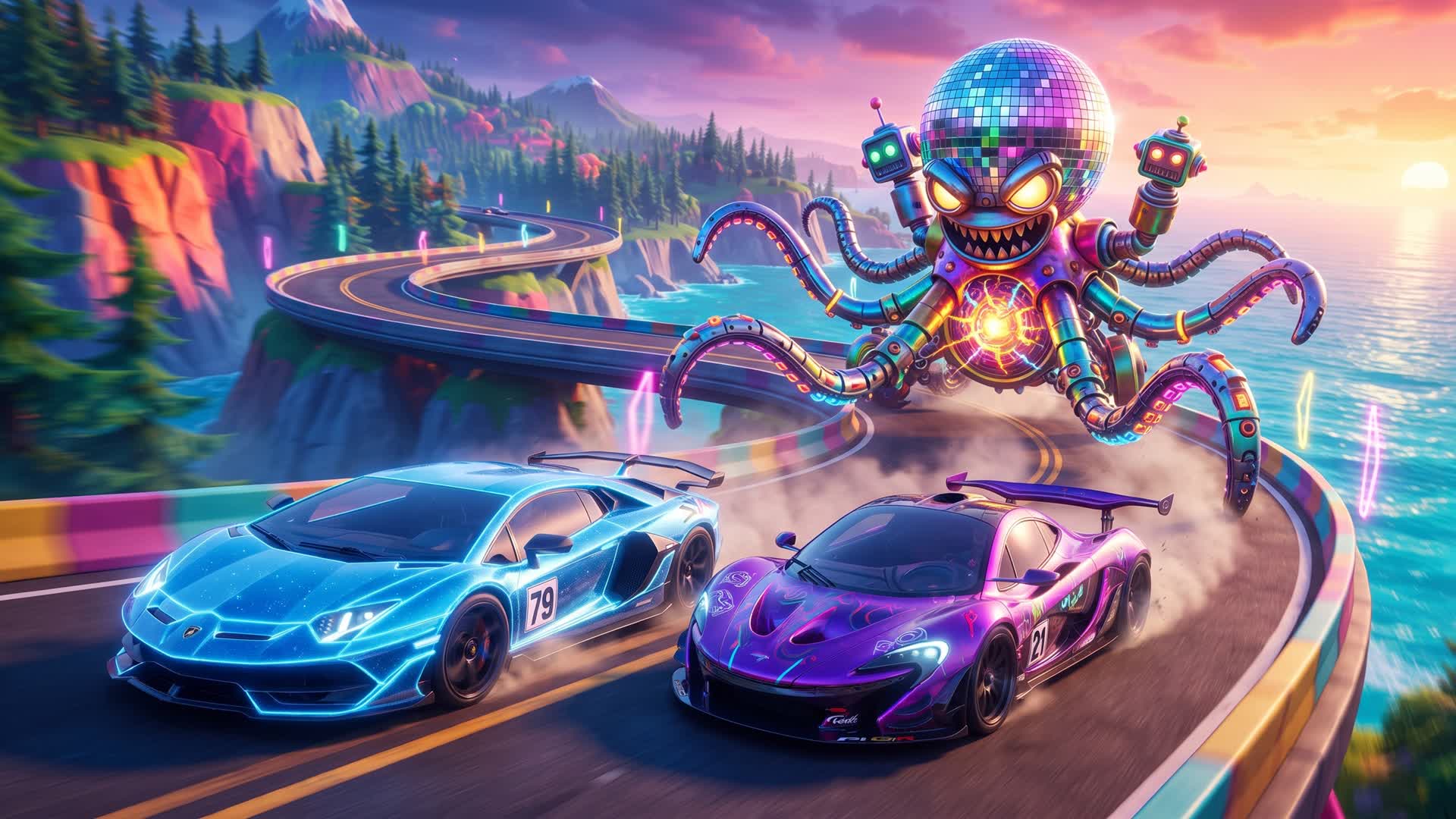 Neon Drift vs Boss! 🏎️ — Fortnite Creative map