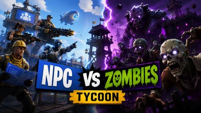 NPC vs Zombies Tycoon — Fortnite Creative map cover art