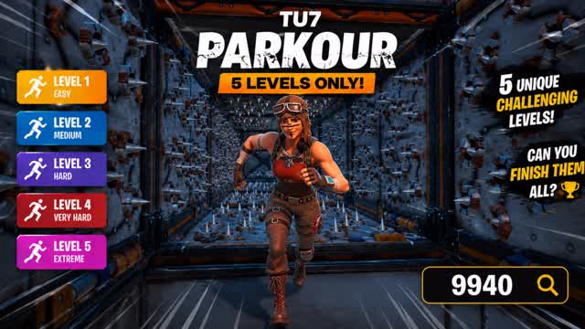 🔥PARKOUR 5 LEVELS 🔥 TU7 (9940) — Fortnite Creative map
