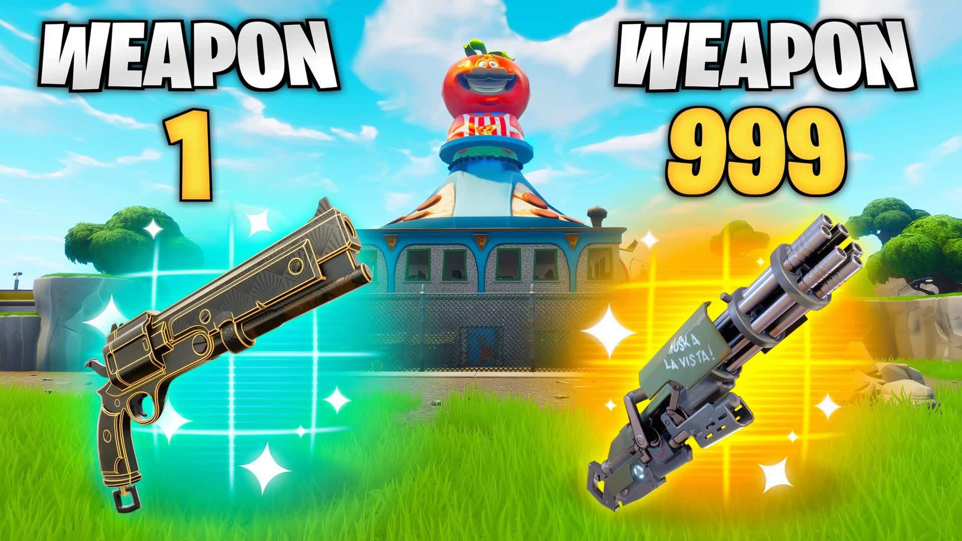 Super Tomato Gun Game 🎯 One Shot Bots — Fortnite Creative map