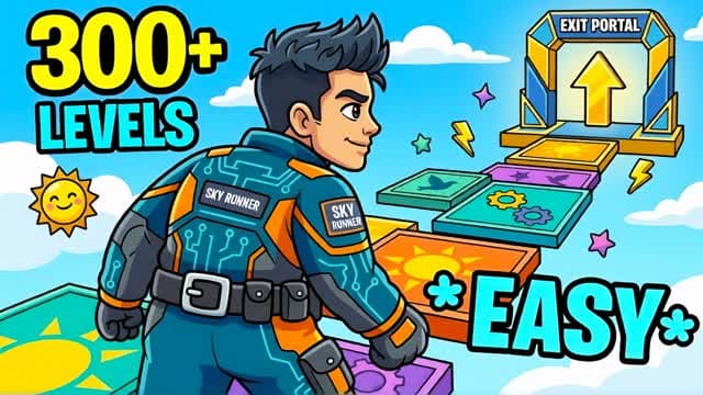 2026 Super Sky Parkour 300+ 🌈 — Fortnite Creative map cover art