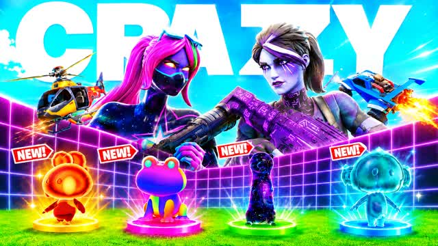 CRAZY 1V1 FFA - SPRITES, GUNS & RIDES — Fortnite Creative map cover art