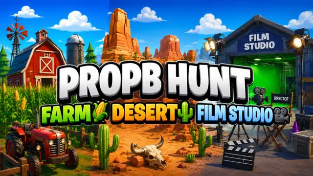 PROB HUNT🌽FARM🏜️DESERT🎬FILM STUDIO — Fortnite Creative map