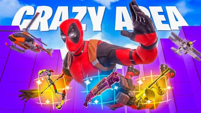 CRAZY AREA FFA - ALL RIDES & WEAPONS — Fortnite Creative map cover art