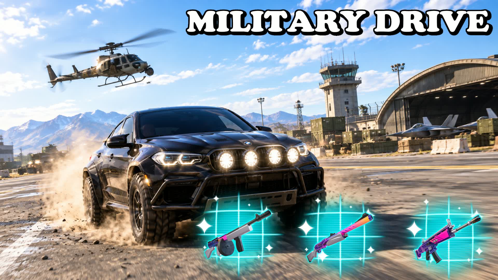 🚗 Military Drive - All Weapons 🔫 — Fortnite Creative map