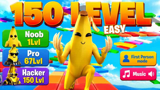 🏃🍌150 Easy Lvl Banana Parkour🍌🏃 — Fortnite Creative map