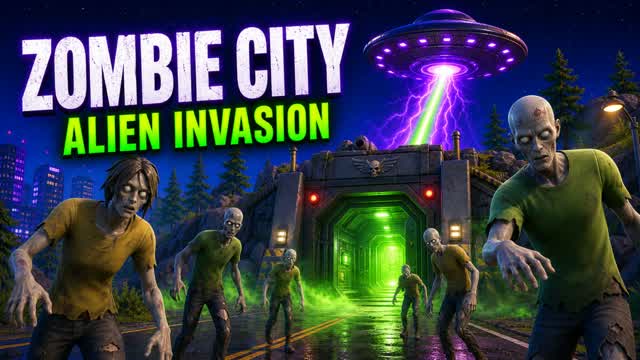 🧟 Zombie City: Alien Invasion 🛸 — Fortnite Creative map cover art