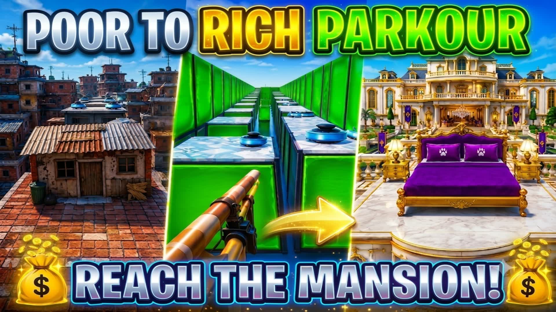 🏠➡️🏰 POOR TO RICH PARKOUR — Fortnite Creative map