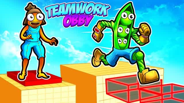 Teamwork Obby Parkour🤝 👥 2 PLAYERS👥 — Fortnite Creative map cover art