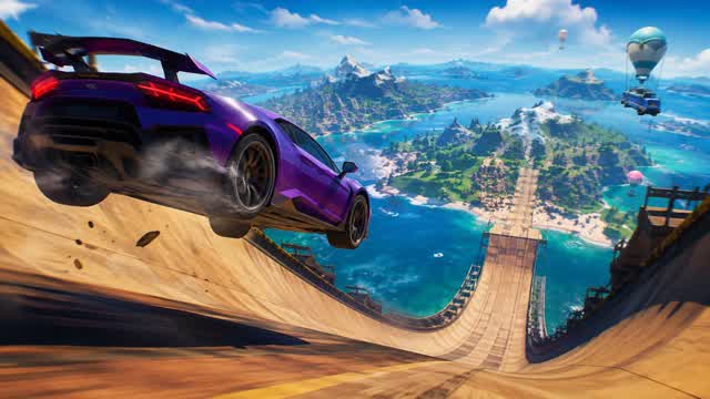 MEGA RAMP - CAR GAME - ALL WEAPONS — Fortnite Creative map cover art