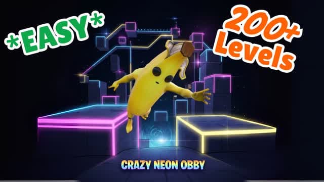 Crazy Neon Obby — Fortnite Creative map cover art