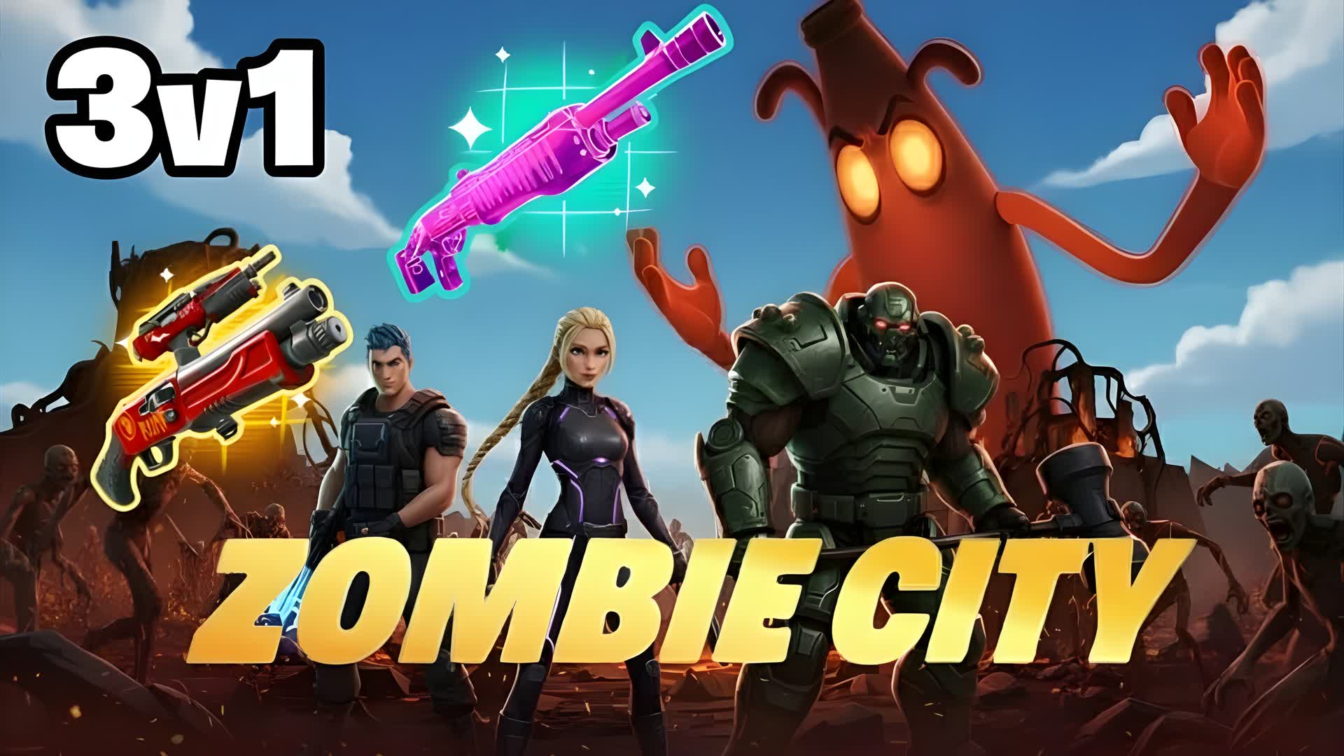 ZOMBIE CITY 3V1 — Fortnite Creative map
