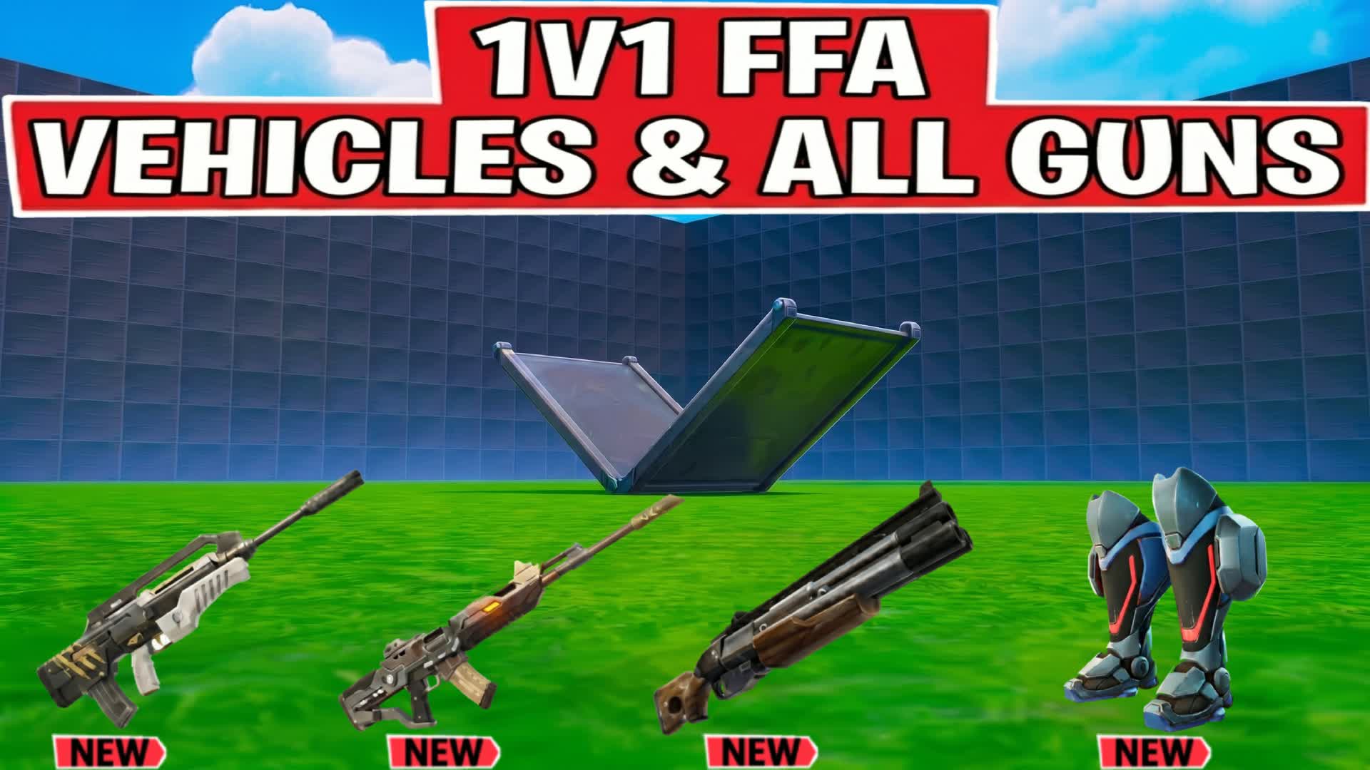 1v1 FFA VEHICLES & ALL GUNS — Fortnite Creative map
