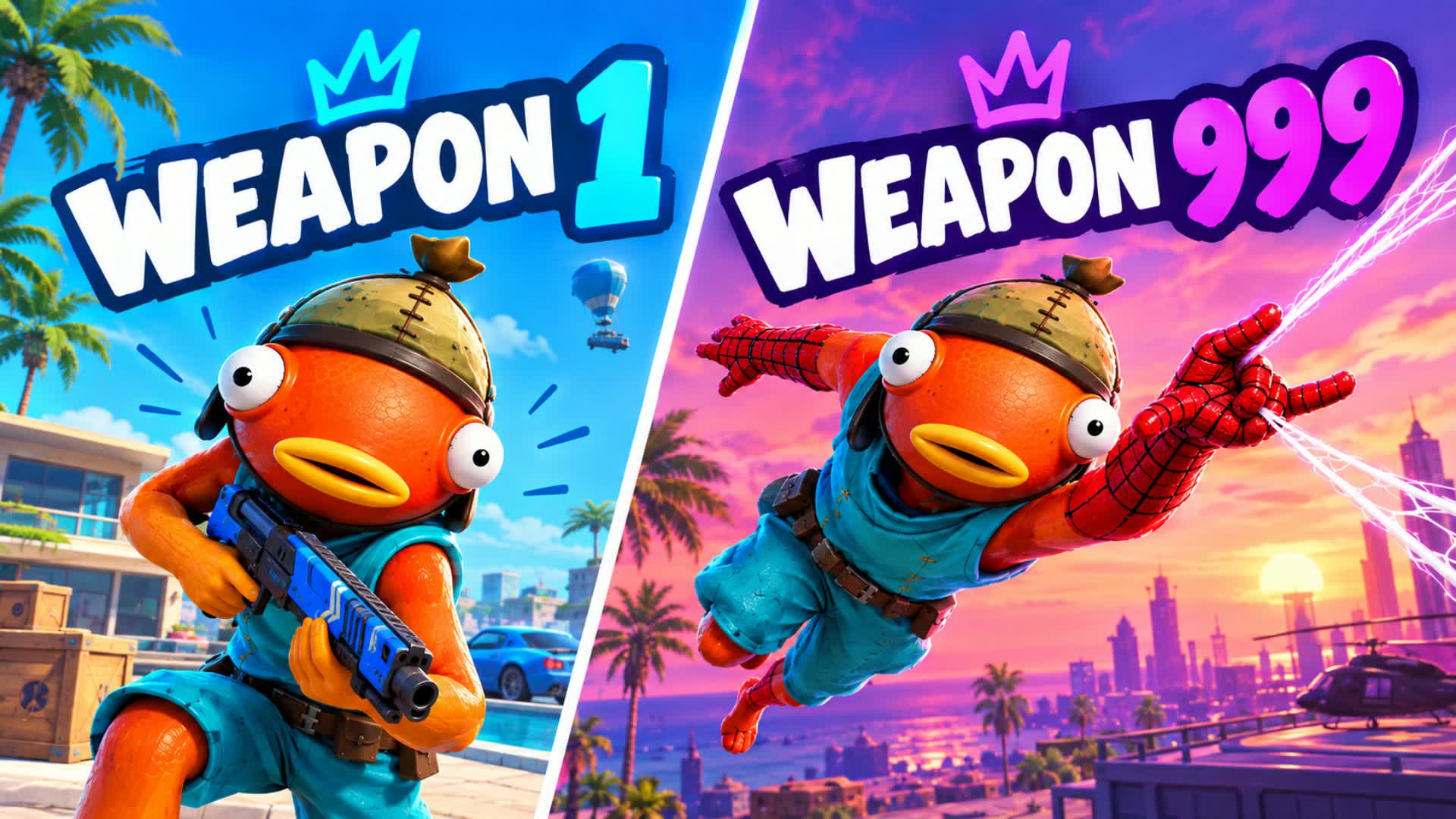🌴SUPER GUN GAME NEW! AND DRIVING🚗 — Fortnite Creative map