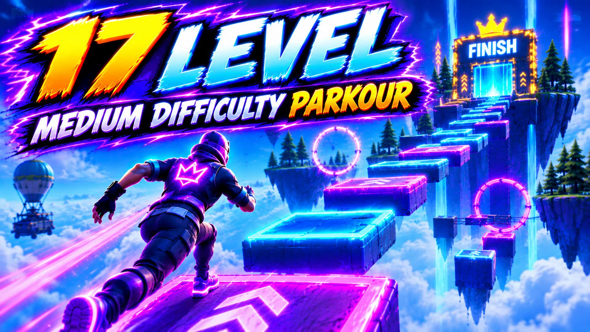 Level 17 MEDIUM DIFFICULTY PARKOUR — Fortnite Creative map