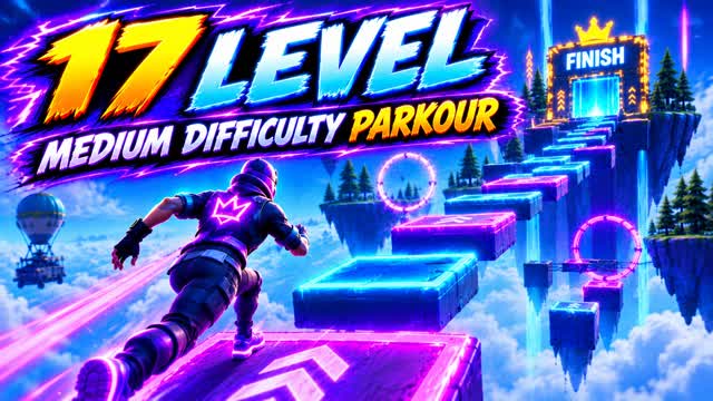 Level 17 MEDIUM DIFFICULTY PARKOUR — Fortnite Creative map cover art