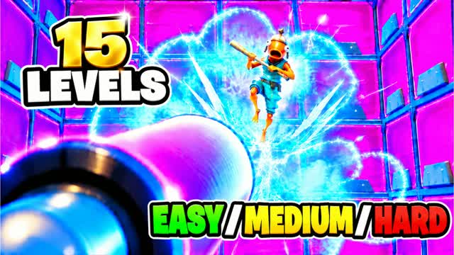 15 LEVELS DEATHRUN [EASY/MEDIUM/HARD] — Fortnite Creative map cover art