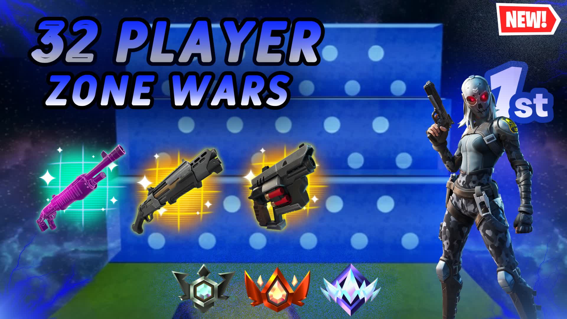 SOLO ZONE WARS (32 PLAYERS) — Fortnite Creative map