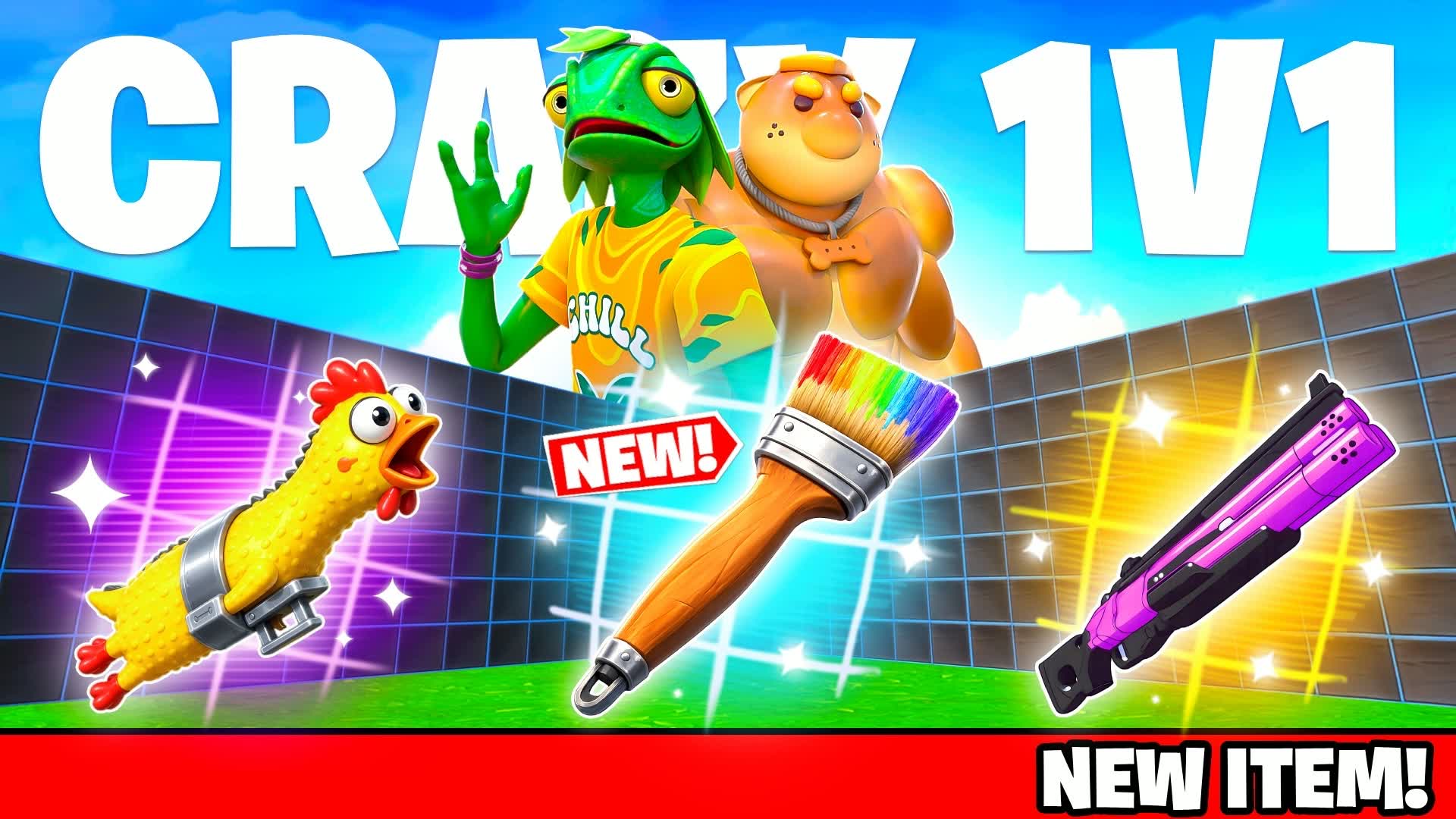 CRAZY 1V1 FFA - ALL GUNS & RIDES — Fortnite Creative map