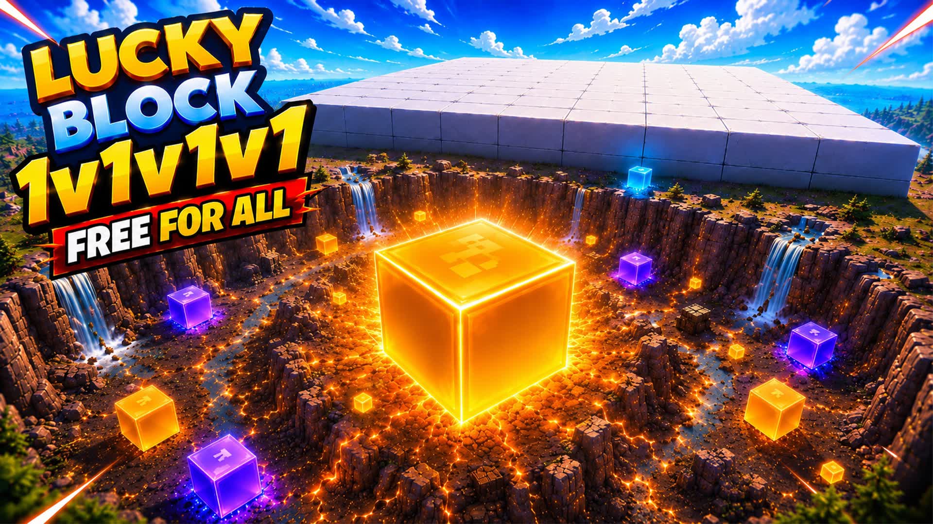 LUCKY BLOCK 1V1V1V1 !! ALL GUNS — Fortnite Creative map