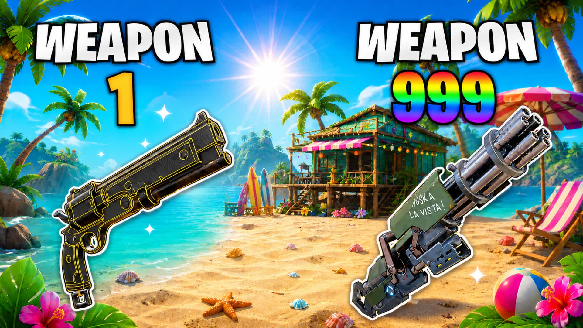 SUMMER GUN GAME 🏖️ ONE SHOT FFA 💀 BOT — Fortnite Creative map