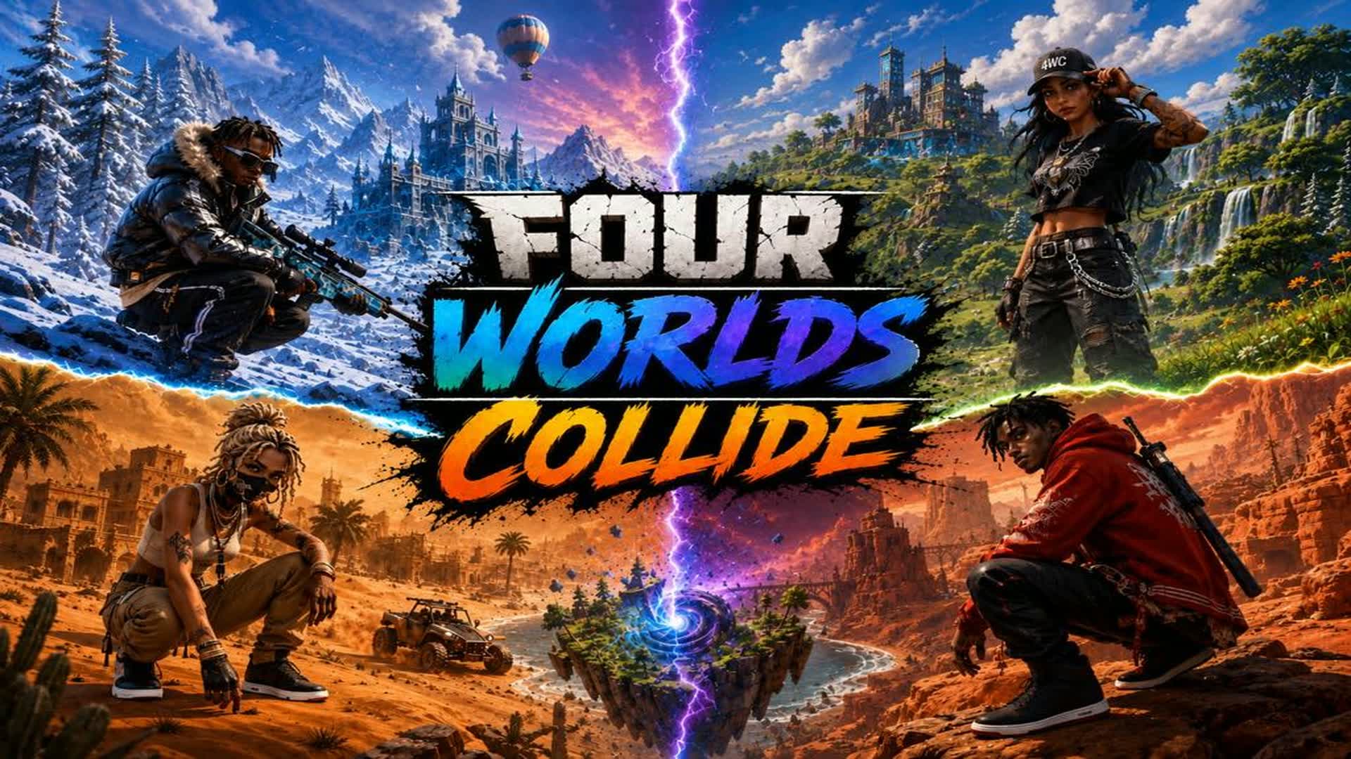 Four Worlds Collide — Fortnite Creative map