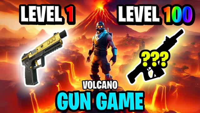 100 Level Gun Game | Volcano — Fortnite Creative map