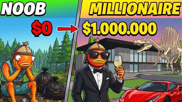 NOOB TO MILLIONAIRE TYCOON 💰 — Fortnite Creative map