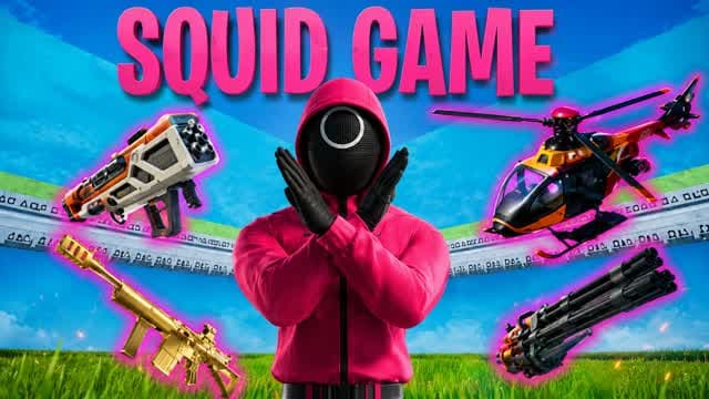 MEGA 1VS1 ALL GUNS & VEHICLES SQUID GAME — Fortnite Creative map cover art