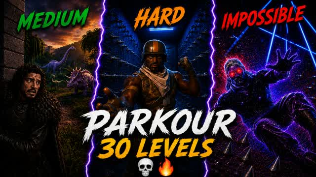 Medium-Hard-Impossible (Parkour 30Stage) — Fortnite Creative map cover art