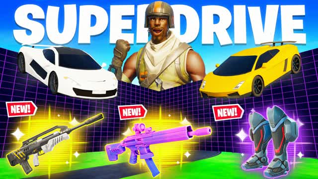 SUPER DRIVE 1V1 - ALL GUNS & VEHICLES — Fortnite Creative map