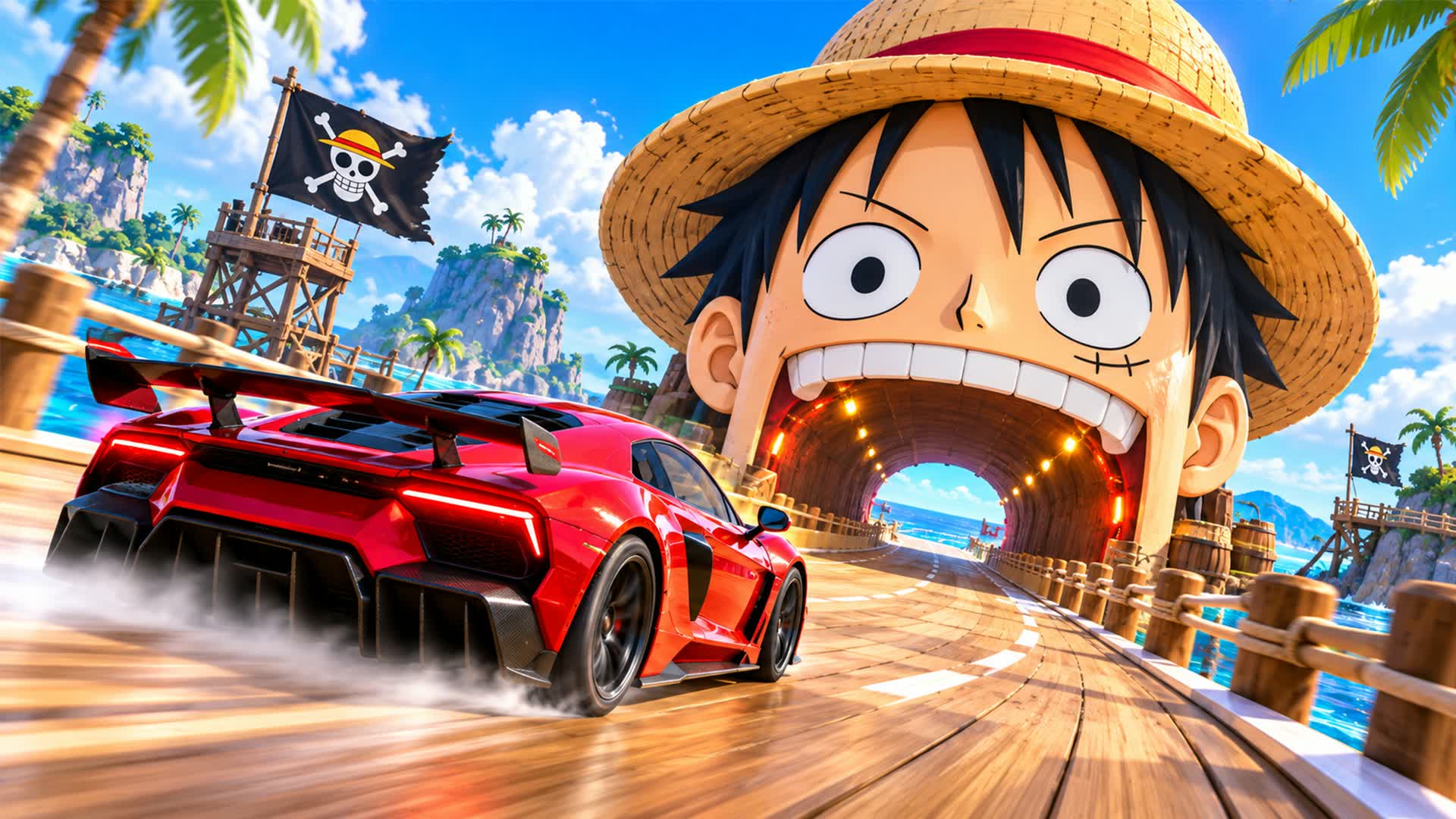 ONE PIECE CAR DRIVE CITY RAMP JUMP — Fortnite Creative map