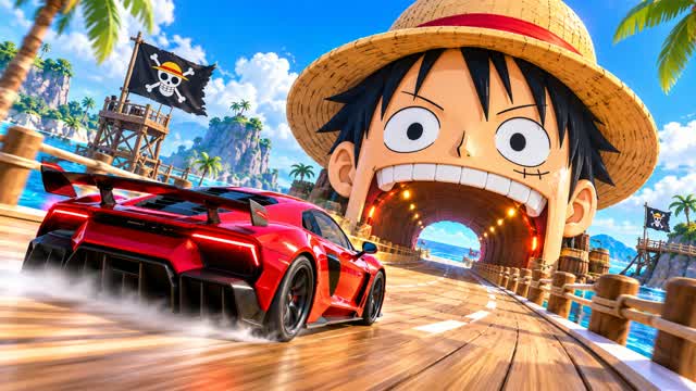 ONE PIECE CAR DRIVE CITY RAMP JUMP — Fortnite Creative map cover art
