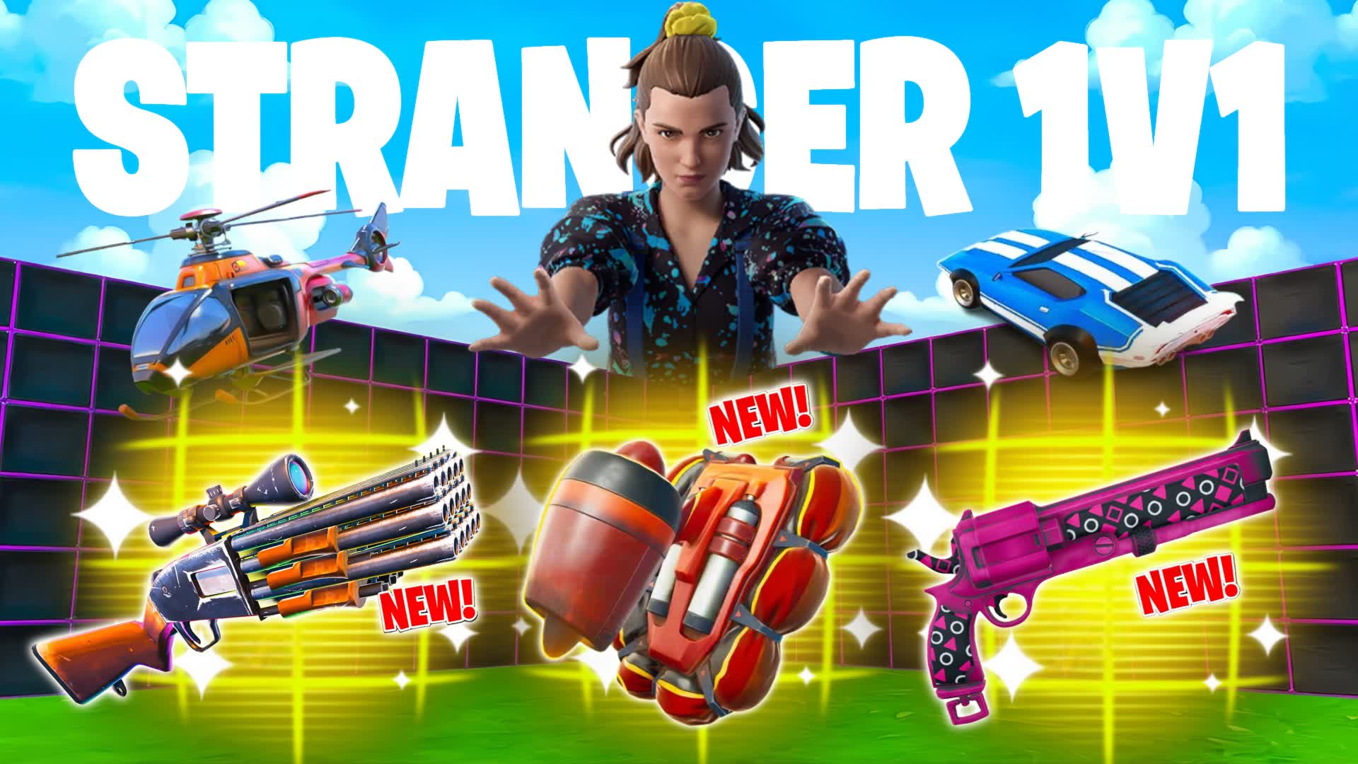 STRANGER 1V1 FFA - ALL GUNS & RIDES — Fortnite Creative map