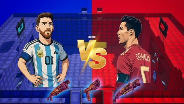 Ronaldo 7 Vs Messi 10 🔴Red Vs Blue🔵 — Fortnite Creative map cover art