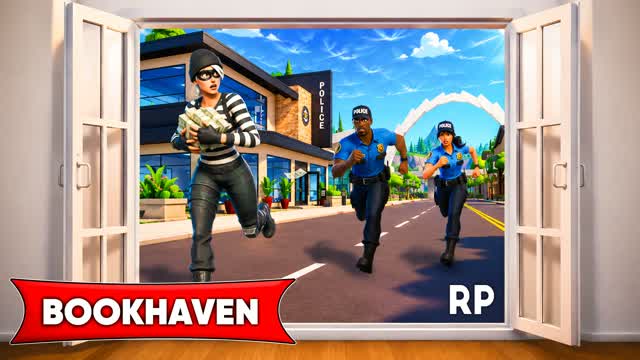 BOOKHAVEN 🏙️ RP DRIVE FFA 🚓 — Fortnite Creative map cover art