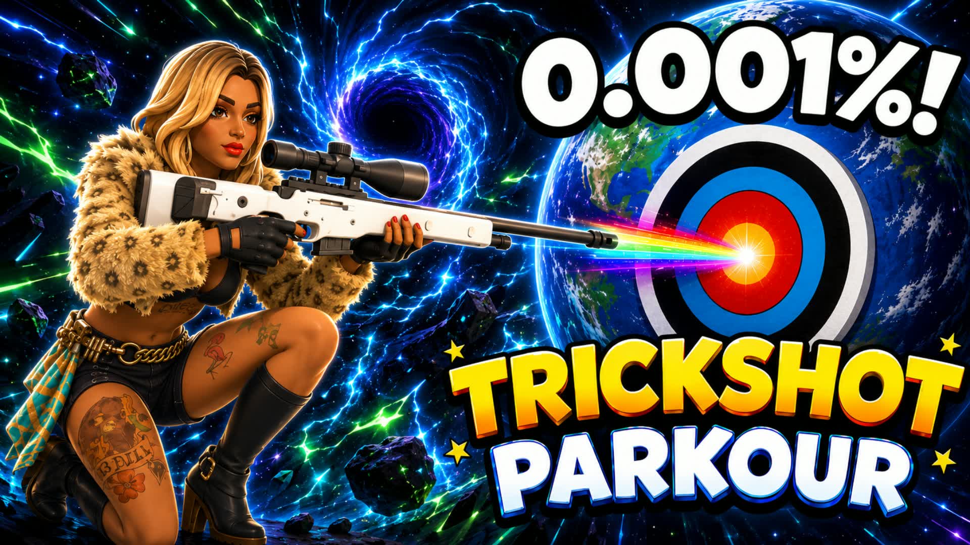 SUPER CRAZY TRICKSHOT PARKOUR🎯(65+ LVL) — Fortnite Creative map