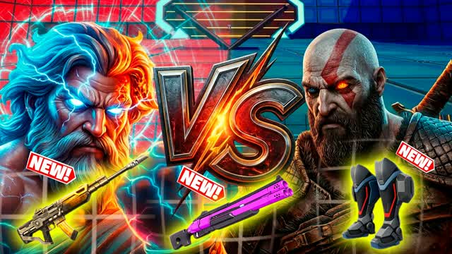 ⚡ZEUS VS KRATOS - NEW WEAPONS FFA 🔵🔴 — Fortnite Creative map